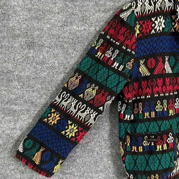 Vintage Artes Guatemattecas Jacket Womens Medium Cropped Hand Woven Wearable Art - Picture 10 of 16